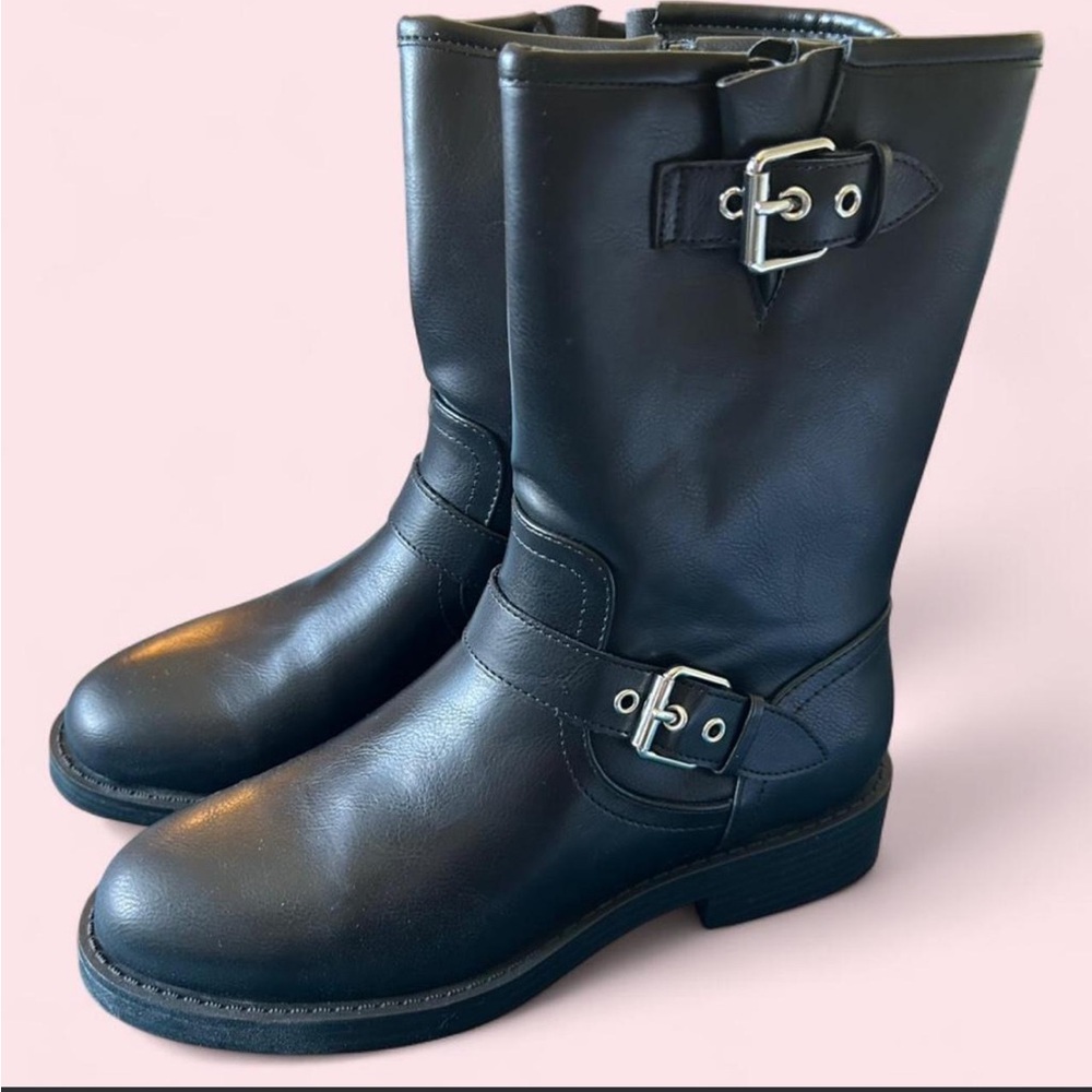 Dolce Vita Black Moto Boots with Buckle Detail